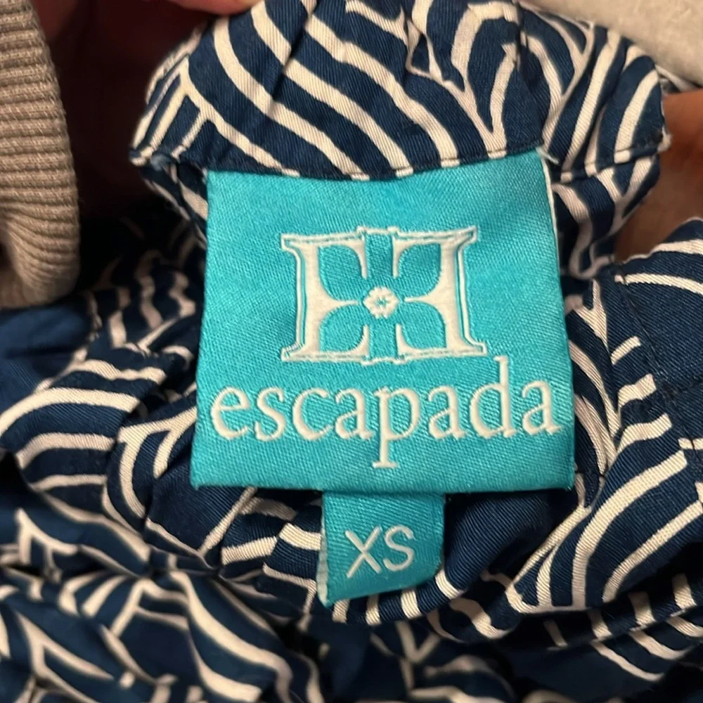 Escapada blue white geometric print jumpsuit size XS